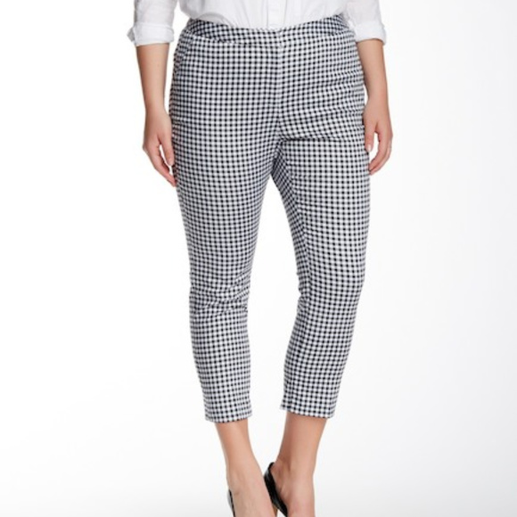 White Gingham Ankle Pants 